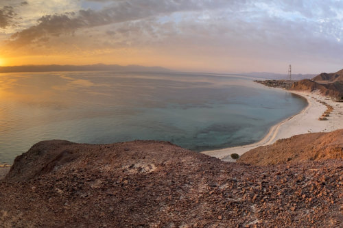 An amazing sunrise from top of a mountain in Nuweiba